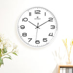 MOVEBEST Orologio da parete da soggiorno da 12 pollici Semplice orologio in plastica per la casa, stile:, G2001 Green Surface White Frame, G2001 Black Surface Black Frame, G2001 White Surface White Frame, G2001 White Surface Black Frame                ...