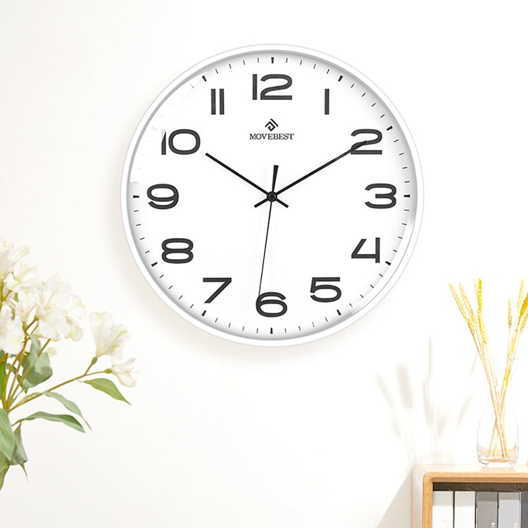 MOVEBEST Orologio da parete da soggiorno da 12 pollici Semplice orologio in plastica per la casa, stile:, G2001 Green Surface White Frame, G2001 Black Surface Black Frame, G2001 White Surface White Frame, G2001 White Surface Black Frame                ...