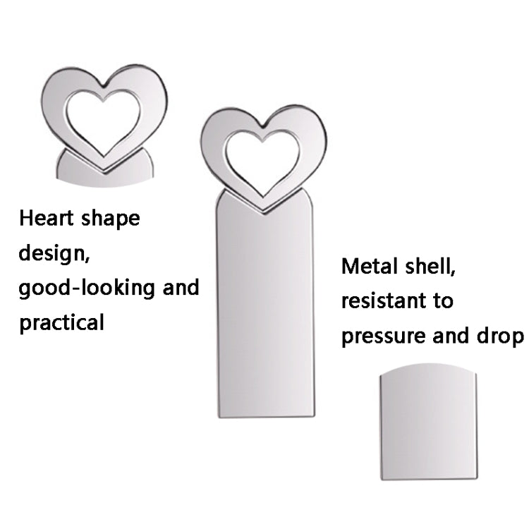 Zshqu2 Chiavette USB 2.0 ad alta velocità a forma di cuore in metallo, 4GB, 8GB, 16 GB, 32GB, 64GB, 128GB