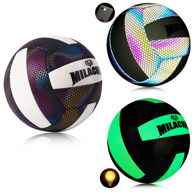 MILACHIC Pallone da pallavolo fluorescente No.5 PU Pallavolo cucito a macchina, 6930 Night Light, 6931 Colorful, 6932 Honeycomb