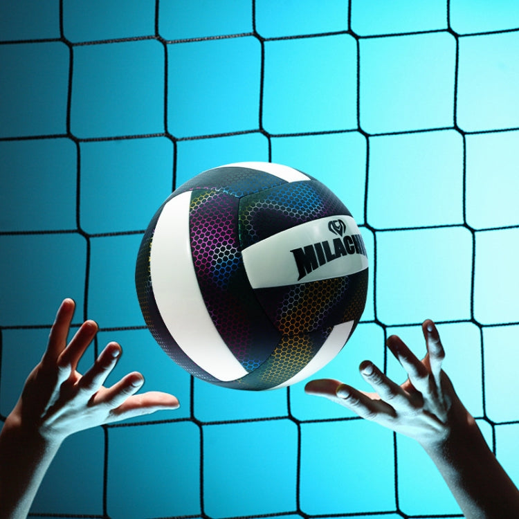 MILACHIC Pallone da pallavolo fluorescente No.5 PU Pallavolo cucito a macchina, 6930 Night Light, 6931 Colorful, 6932 Honeycomb