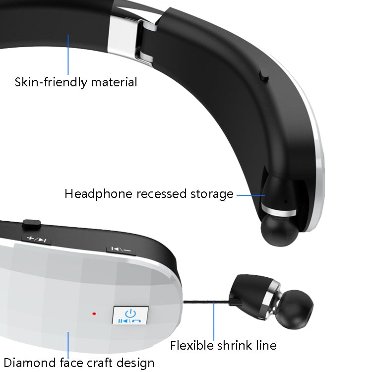Auricolare Bluetooth Pieghevole da Collo con Bluetooth 5.0