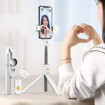 Selfie stick Bluetooth con luce e treppiede per smartphone