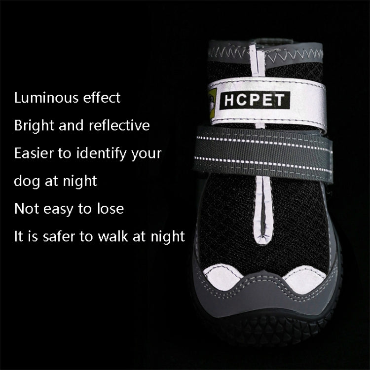 4 PCS / Set Scarpe per cani HCPET Scarpe per cani in rete traspirante, No.5 6cm, No.6 6.5cm, No.7 7cm, No.8 7.5cm