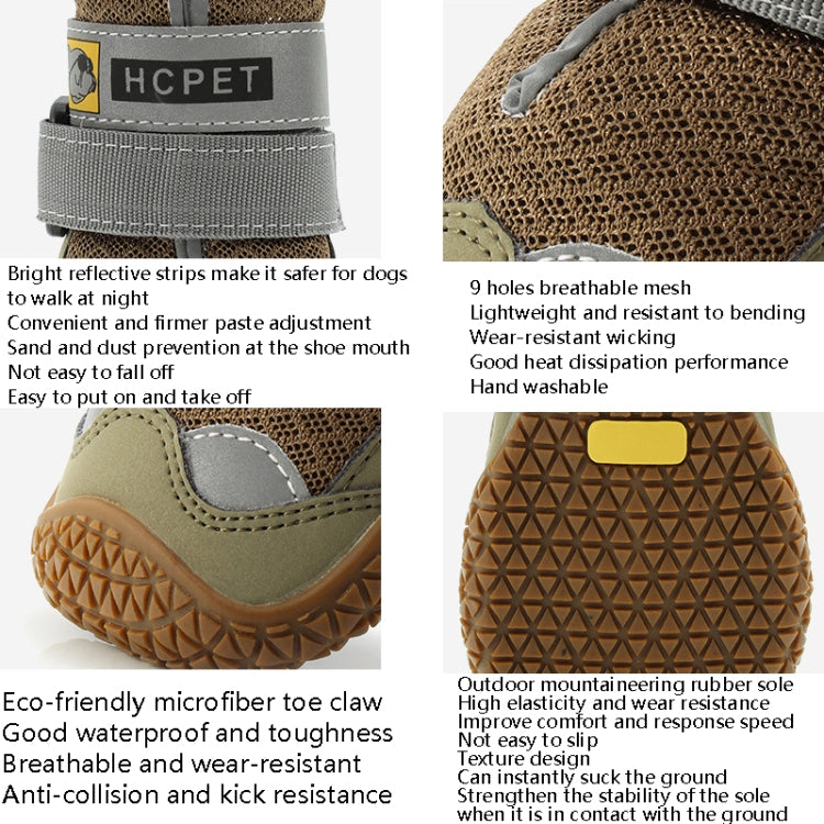 4 PCS / Set Scarpe per cani HCPET Scarpe per cani in rete traspirante, No.5 6cm, No.6 6.5cm, No.7 7cm, No.8 7.5cm