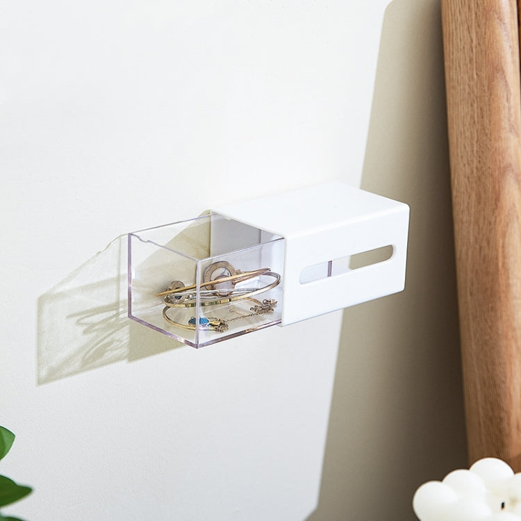 2 pezzi Scatola portaoggetti trasparente con cassetto da appendere a parete sinistro e destro, Wall Hanging Drawer Box
