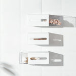2 pezzi Scatola portaoggetti trasparente con cassetto da appendere a parete sinistro e destro, Wall Hanging Drawer Box