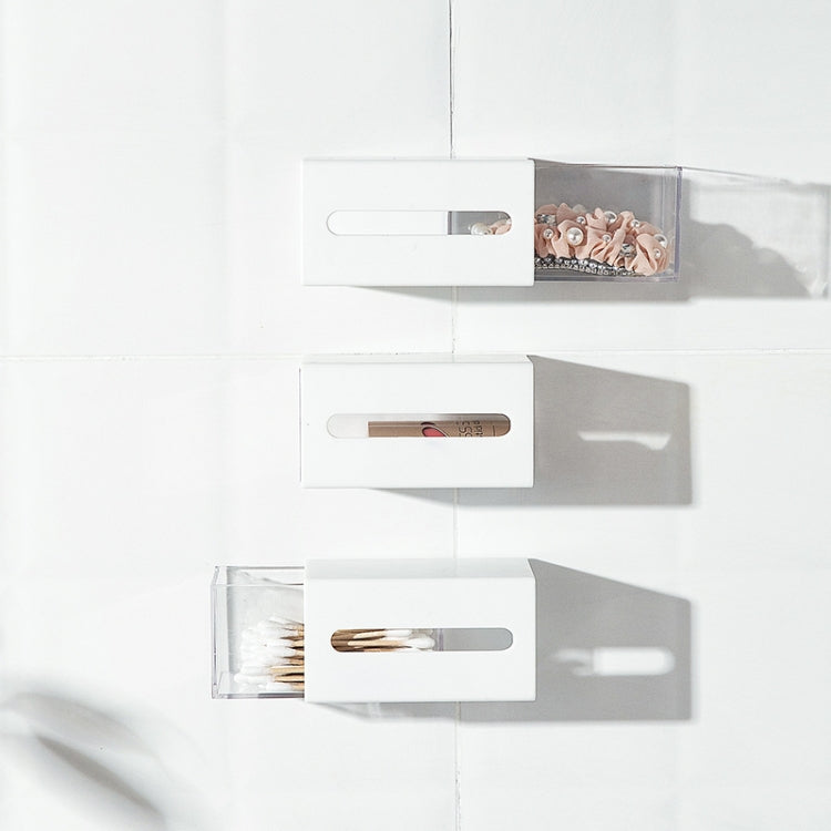 2 pezzi Scatola portaoggetti trasparente con cassetto da appendere a parete sinistro e destro, Wall Hanging Drawer Box