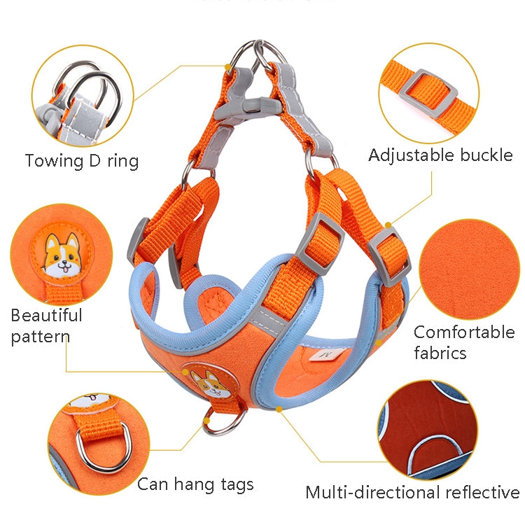 BL-867 Cinghie toraciche per animali domestici Corda riflettente per trazione per cani, dimensioni:, S, M, L, XL