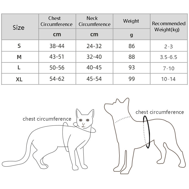 BL-867 Cinghie toraciche per animali domestici Corda riflettente per trazione per cani, dimensioni:, S, M, L, XL