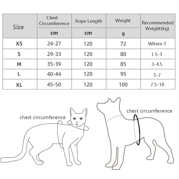 BL-844 Cinghie toraciche per animali domestici Corda per cani traspirante riflettente, dimensioni:, XS, S, M, L, XL