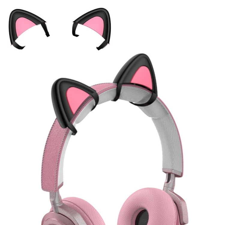 T6 Simpatica decorazione per orecchie di gatto per cuffie, Black, White