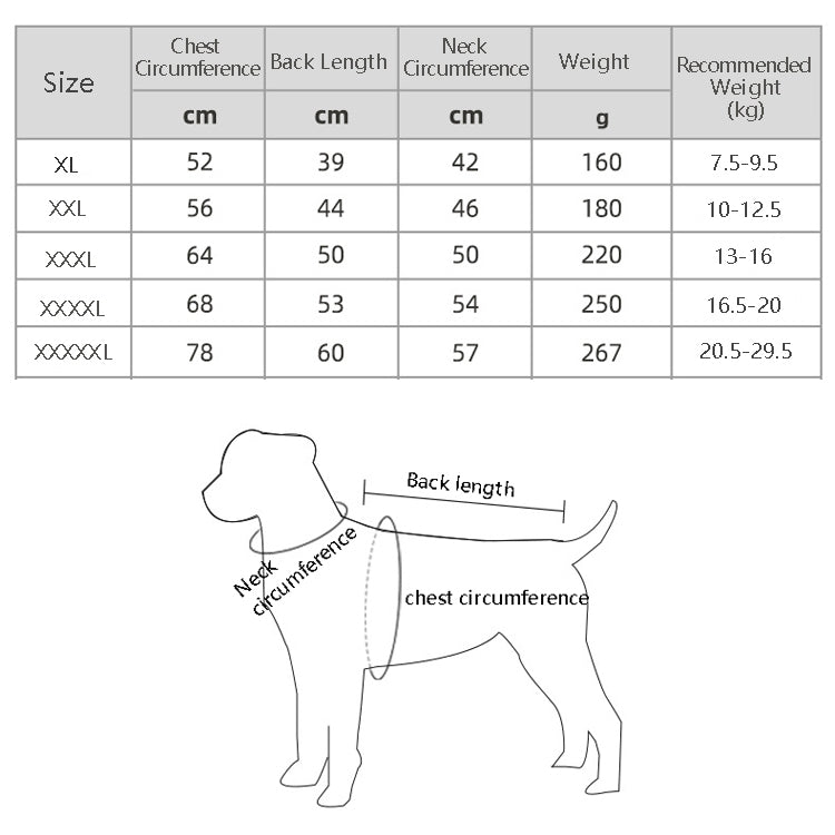 Giacca impermeabile per cani autunno inverno XL-XXXXXL