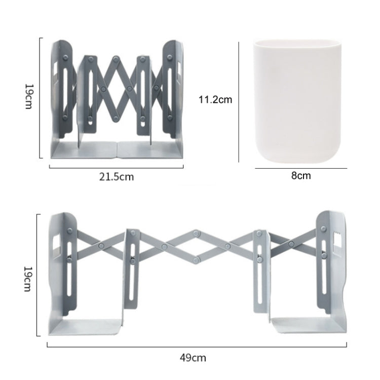 Supporto per libri da scrivania pieghevole e retrattile, White, Grey, White + Pen Holder, Gray + Pen Holder