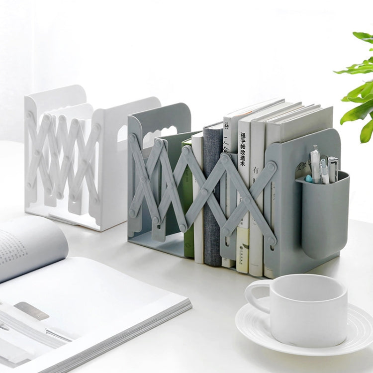 Supporto per libri da scrivania pieghevole e retrattile, White, Grey, White + Pen Holder, Gray + Pen Holder