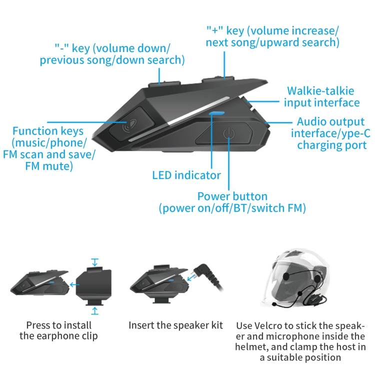 YZ06 Cuffie Bluetooth per casco con radio FM
