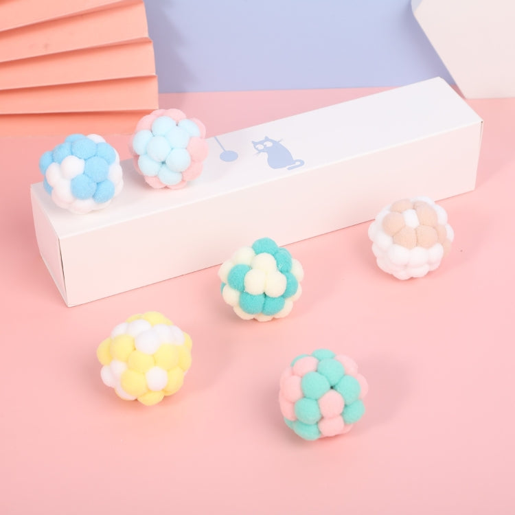 CT0115 Giocattolo divertente per gatti con palla di peluche colorata Macaron, 3 PCS, 6 PCS
