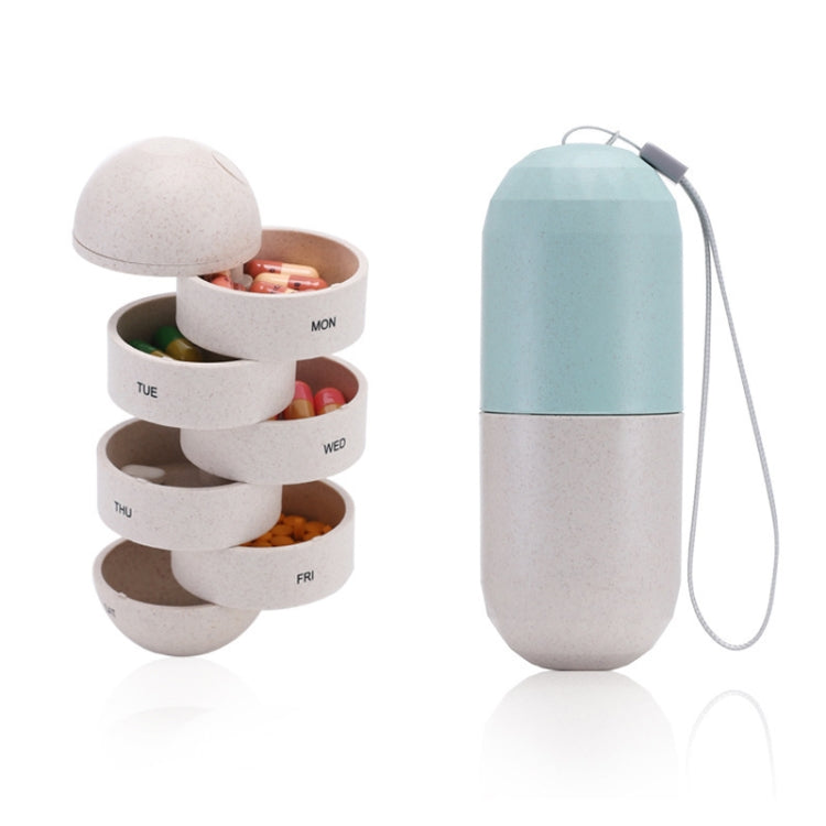 Scatola per pillole di paglia di grano Scatola per pillole sigillata da 7 giorni, Pill Storage Box