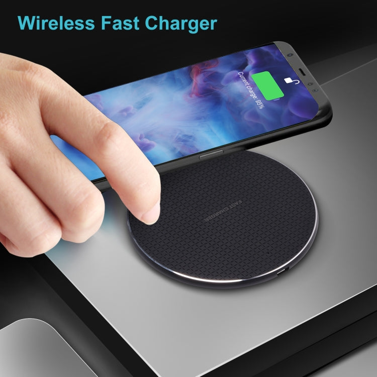 Caricabatterie wireless rotondo in metallo 15W