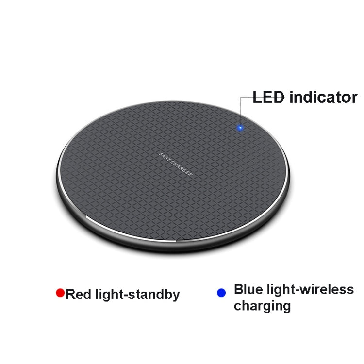Caricabatterie wireless rotondo in metallo 15W
