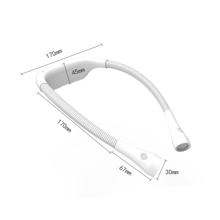 Lampada da collo appesa Protezione degli occhi per studenti Lampada da lettura a LED Lampada da libro ricaricabile USB, White, Black