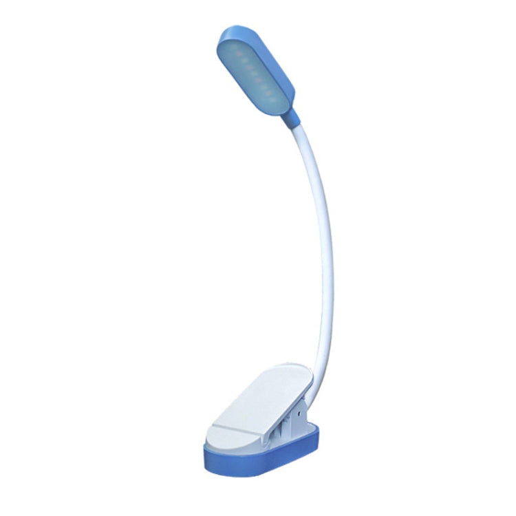 Lampada da scrivania a 9 LED Mini Clip Lampada da lettura per la protezione degli occhi degli studenti con ricarica USB, Blue and White, Black
