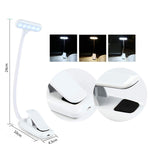8021 Mini Book Clip Light LED Music Score Lampada da lettura per la protezione degli occhi, Black, White