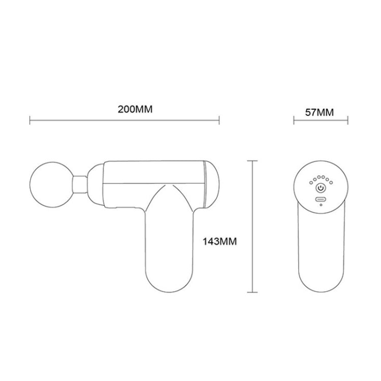 J12A Mini pulsante di massaggio vibrante tipo pistola a fascia, Black, Gray, Silver, Red