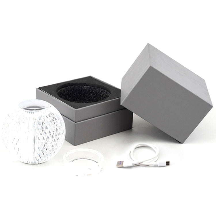 Lampada da tavolo piccola sfera di cristallo USB luce notturna in acrilico, MT2 80 x 80mm, MT1  110 x 110mm