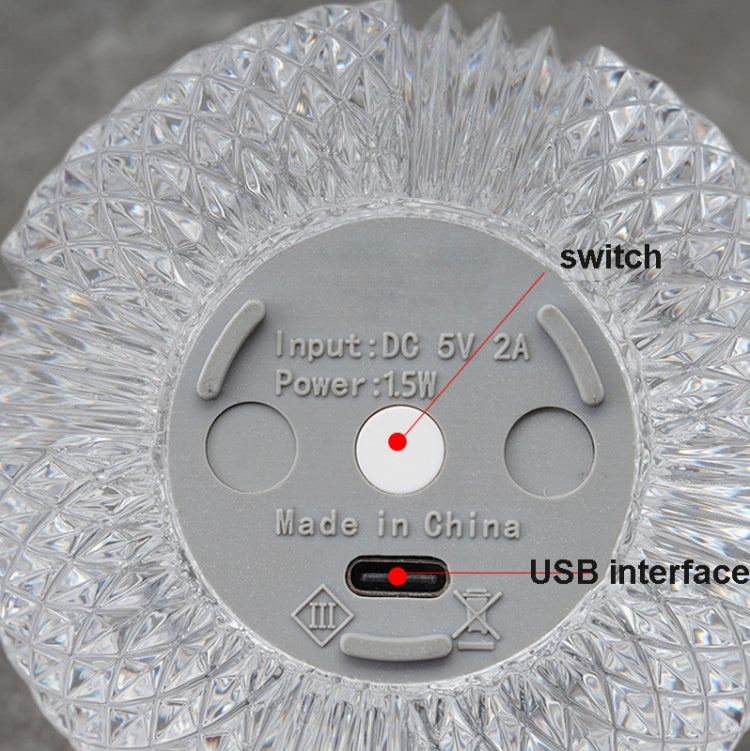 Lampada da tavolo piccola sfera di cristallo USB luce notturna in acrilico, MT2 80 x 80mm, MT1  110 x 110mm