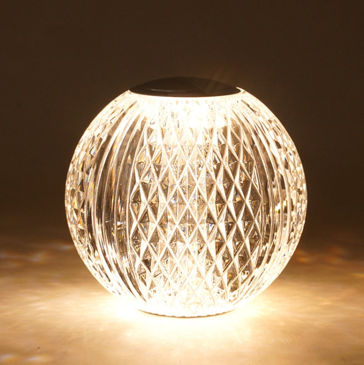 Lampada da tavolo piccola sfera di cristallo USB luce notturna in acrilico, MT2 80 x 80mm, MT1  110 x 110mm