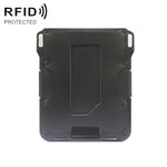 Porta carte di credito antifurto in metallo RFID, Black Aluminum Terms, Silver Aluminum Terms, Black Metal + Black Skin, Silver Metal + Black Skin