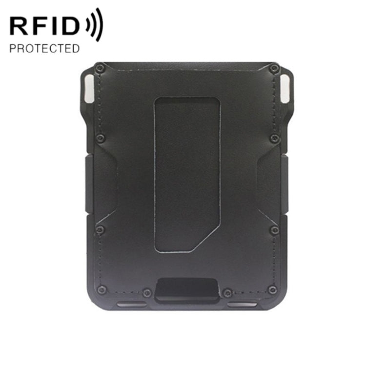 Porta carte di credito antifurto in metallo RFID, Black Aluminum Terms, Silver Aluminum Terms, Black Metal + Black Skin, Silver Metal + Black Skin
