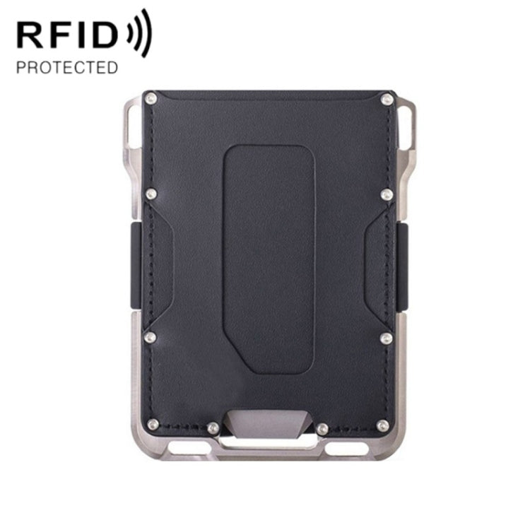 Porta carte di credito antifurto in metallo RFID, Black Aluminum Terms, Silver Aluminum Terms, Black Metal + Black Skin, Silver Metal + Black Skin