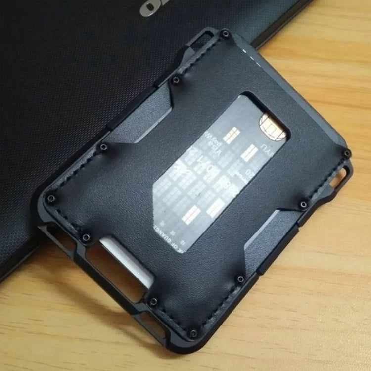 Porta carte di credito antifurto in metallo RFID, Black Aluminum Terms, Silver Aluminum Terms, Black Metal + Black Skin, Silver Metal + Black Skin