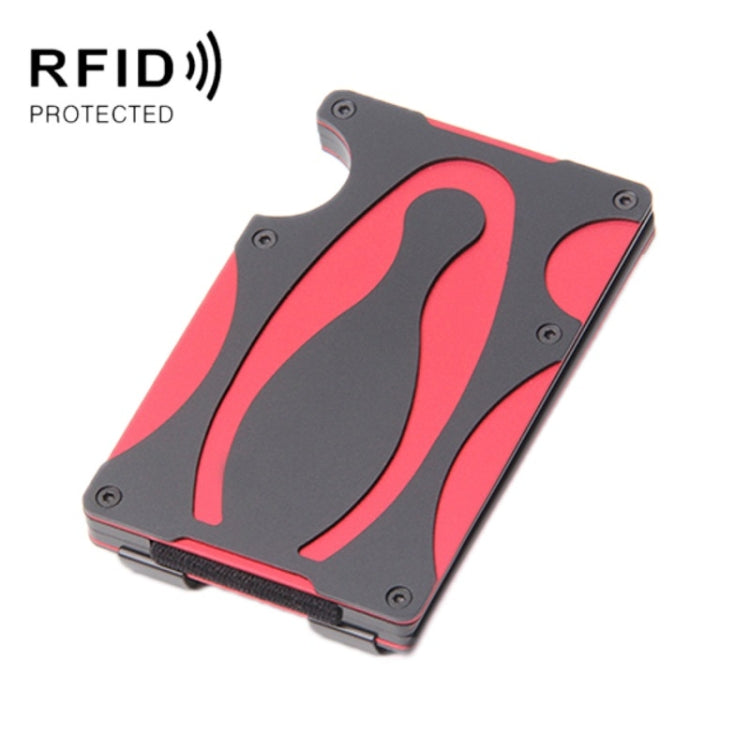 Portafoglio in metallo anti-smagnetizzazione anti-furto RFID, Red, Gold