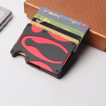 Portafoglio in metallo anti-smagnetizzazione anti-furto RFID, Red, Gold
