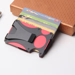 Portafoglio in metallo anti-smagnetizzazione anti-furto RFID, Red, Gold