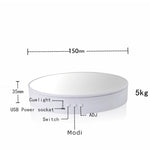 Giradischi per espositori rotanti a velocità regolabile da 15 cm, White Mirror, Black Mirror, White Velvet, Black Velvet