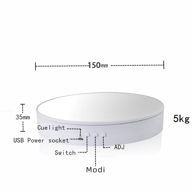 Giradischi per espositori rotanti a velocità regolabile da 15 cm, White Mirror, Black Mirror, White Velvet, Black Velvet