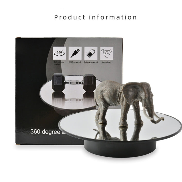 Giradischi girevole per riprese video con espositore girevole USB da 25 cm, Black Mirror, White Mirror, Golden Mirror, Silver Mirror, White+White Velvet, White+Black Velvet, White Bottom Frosted, Black Bottom Frosted, Black+Black Velvet