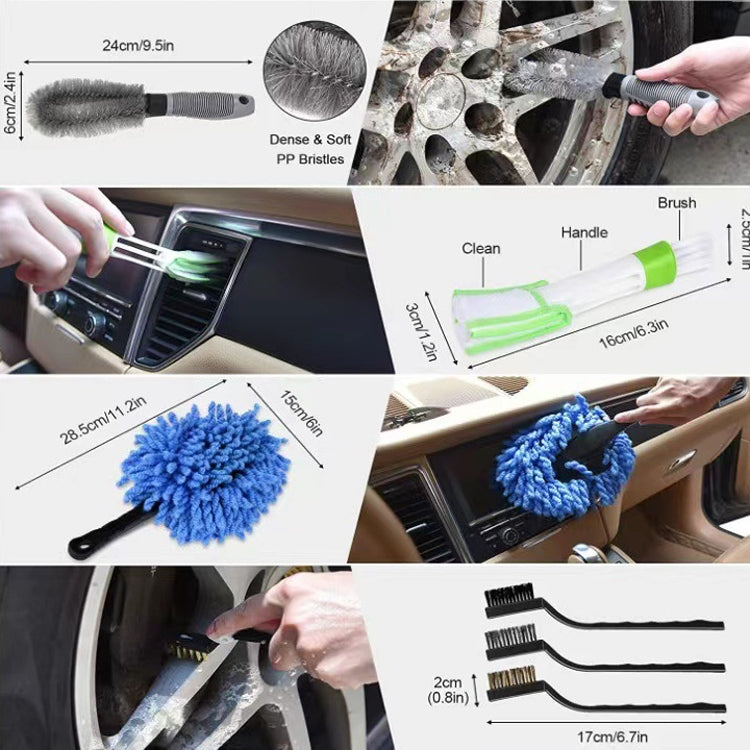 Spazzola per pulizia ruote auto Spazzola per dettagli interni, 19 PCS / Set
