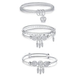 Bracciale a tre anelli solido chiuso da 2 pezzi da donna, misura:, Z104  56mm, Z104 58mm, Z104 60mm, Z104 62mm, Z103 56mm, Z103 58mm, Z103 60mm, Z103 62mm, Z102 Vella Adjustable