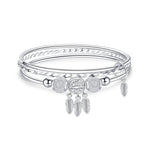 Bracciale a tre anelli solido chiuso da 2 pezzi da donna, misura:, Z104  56mm, Z104 58mm, Z104 60mm, Z104 62mm, Z103 56mm, Z103 58mm, Z103 60mm, Z103 62mm, Z102 Vella Adjustable