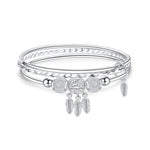 Bracciale a tre anelli solido chiuso da 2 pezzi da donna, misura:, Z104  56mm, Z104 58mm, Z104 60mm, Z104 62mm, Z103 56mm, Z103 58mm, Z103 60mm, Z103 62mm, Z102 Vella Adjustable