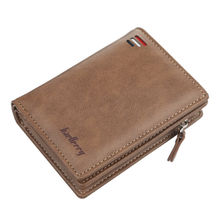 Baellerry D3216 Portamonete da uomo corto verticale multi-card con scatto, Khaki, Black, Brown