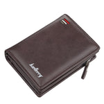 Baellerry D3216 Portamonete da uomo corto verticale multi-card con scatto, Khaki, Black, Brown