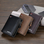 Baellerry D3216 Portamonete da uomo corto verticale multi-card con scatto, Khaki, Black, Brown
