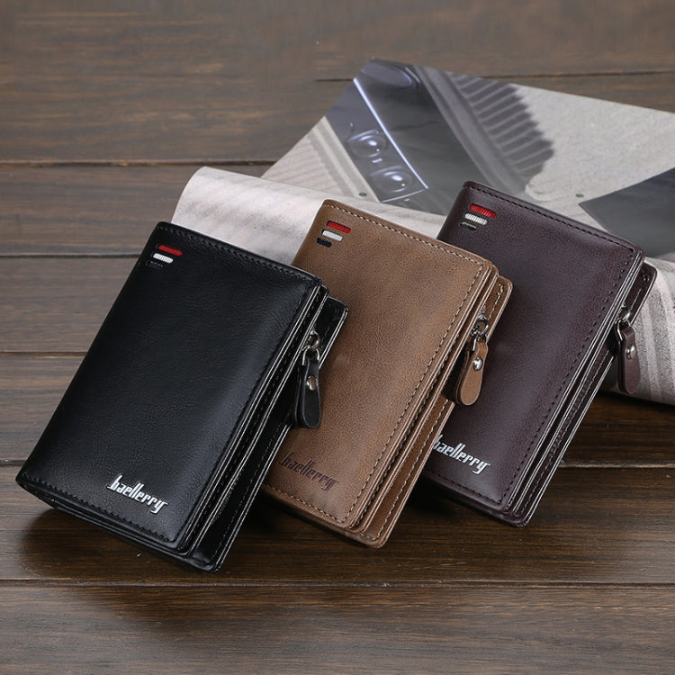 Baellerry D3216 Portamonete da uomo corto verticale multi-card con scatto, Khaki, Black, Brown