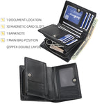 Baellerry D3216 Portamonete da uomo corto verticale multi-card con scatto, Khaki, Black, Brown